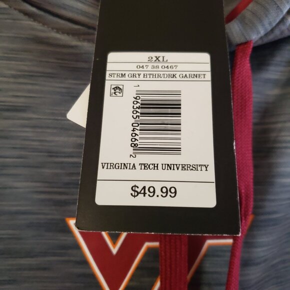 Virginia Tech Hokies Men's Captivating Pullover Hoodie Heather Grey Size 2XL NWT - Picture 5 of 9